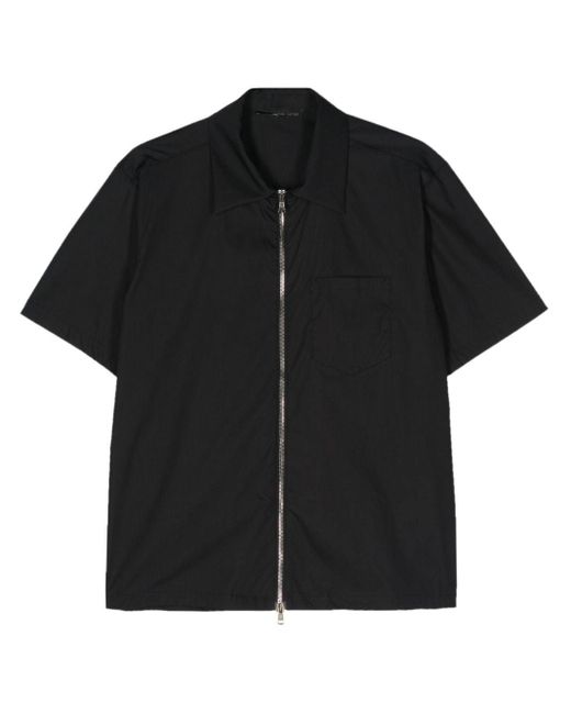 Low Brand Black Short-sleeves Zip-up Shirt for men