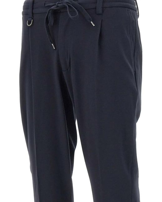 Paolo Pecora Blue Drawstring-Waist Trousers for men