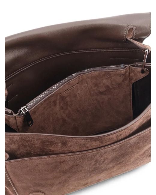 Brunello Cucinelli Brown Monili-Embellished Suede Shoulder Bag