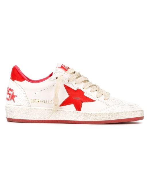 Golden goose deluxe brand ball star sneakers in red white lyst