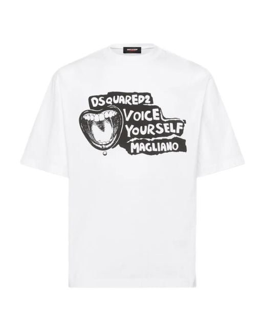 Camiseta estampada de x Magliano DSquared² de hombre de color White