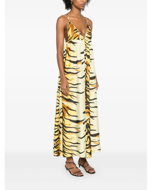Nanushka Metallic Zebra-Print Maxi Dress