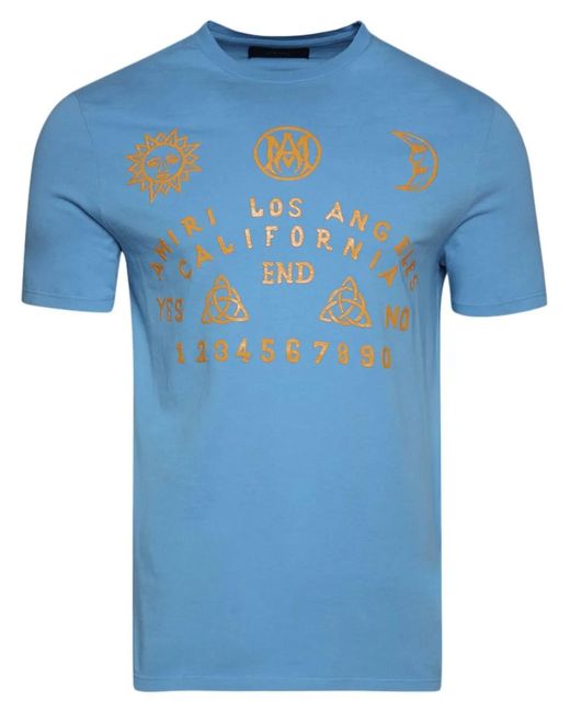 Amiri Blue Light Cotton T-Shirt With Graphic Prints for men