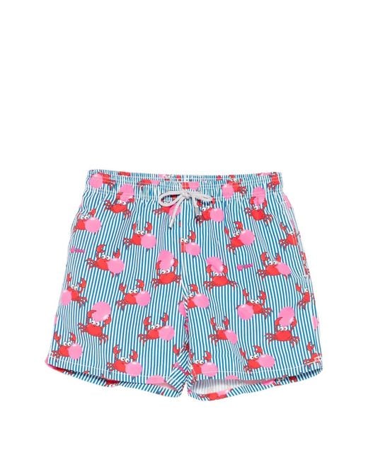 Mc2 Saint Barth Blue X Big Babol Short De Bain Gustavia À Rayures for men