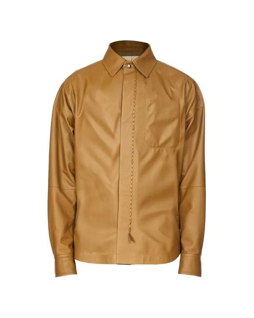 Ferragamo Brown Chain Leather Jacket for men