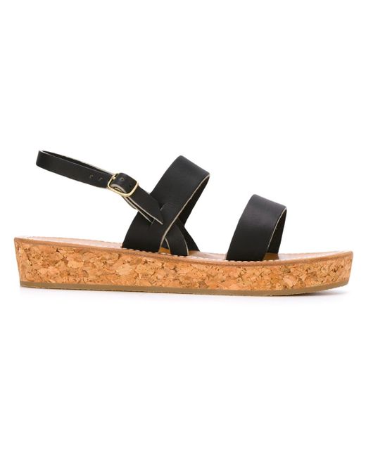 K. jacques Cork Sole Sandals in Black Lyst