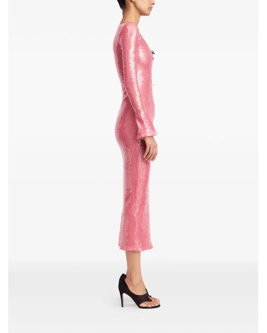 16Arlington Pink Solaria Sequin Lace-Up Midi Dress