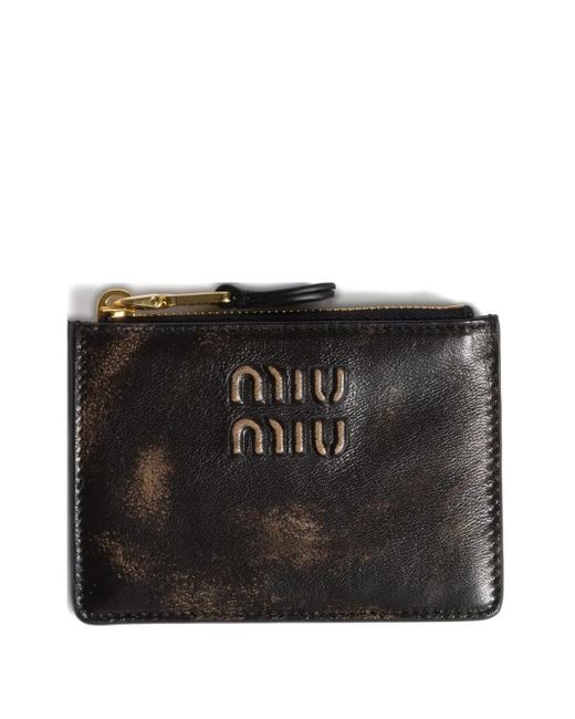 Miu Miu Black Kartenetui mit Logo-Prägung
