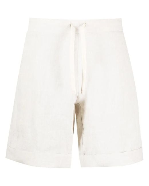Marane White Drawstring-Waist Linen Shorts for men