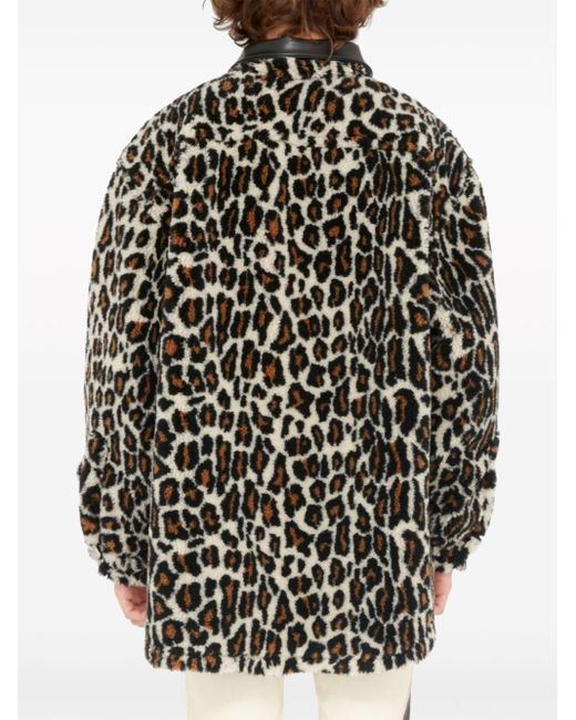 Maison Margiela Black Leopard-Print Faux-Fur Shirt for men