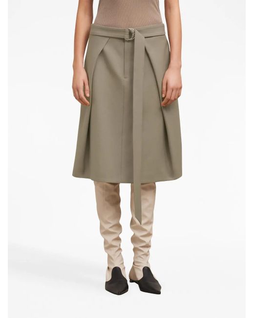 Jupe Ceinturée À Coupe Mi-Longue AMI en coloris Natural