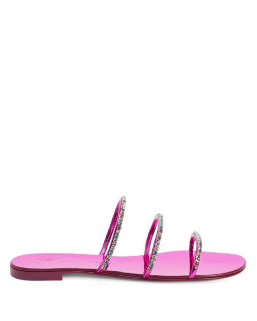 Giuseppe Zanotti Pink Dark Colorful Rhinestone-embellished Sandals