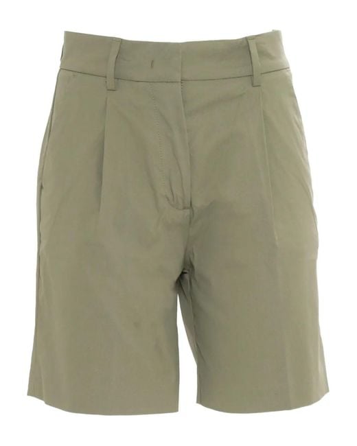 K-Way Green Pleated Knee-Length Shorts