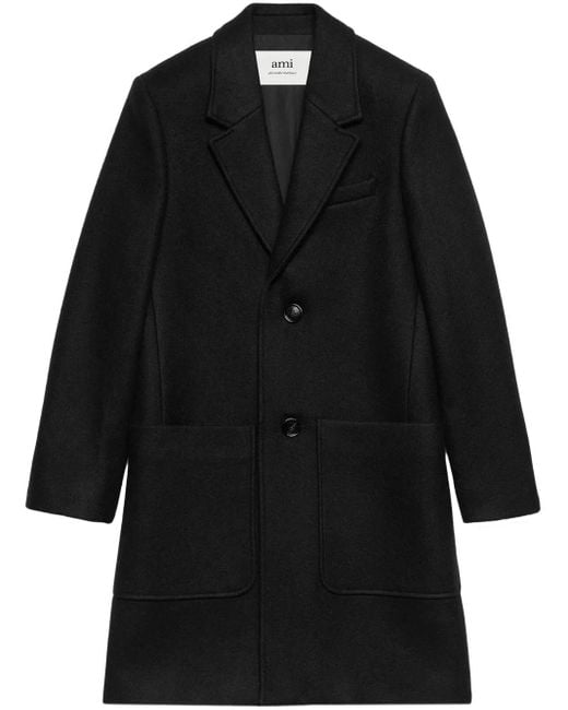 Manteau En Laine À Boutonnière AMI en coloris Black