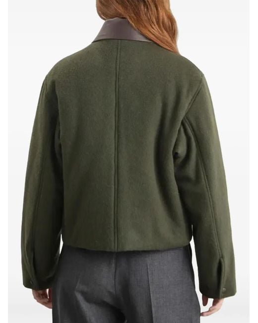 Auralee Black Leather-Collar Jacket