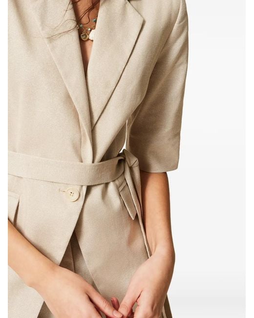 Twinset Natural Short-Sleeve Belted Blazer