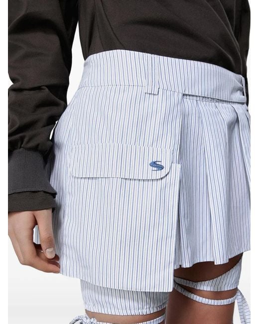 SRVC Studio White Striped Wrap Skirt