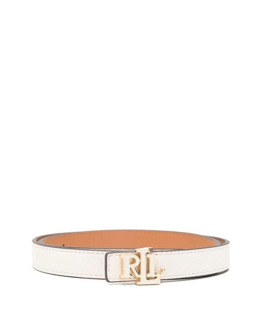 【新品超美品】Ralph Laurenレディース　ロゴ入りバックル　レザーベルト Ralph Lauren レディース ホワイト ロゴバックル レザーベルト 【公式
