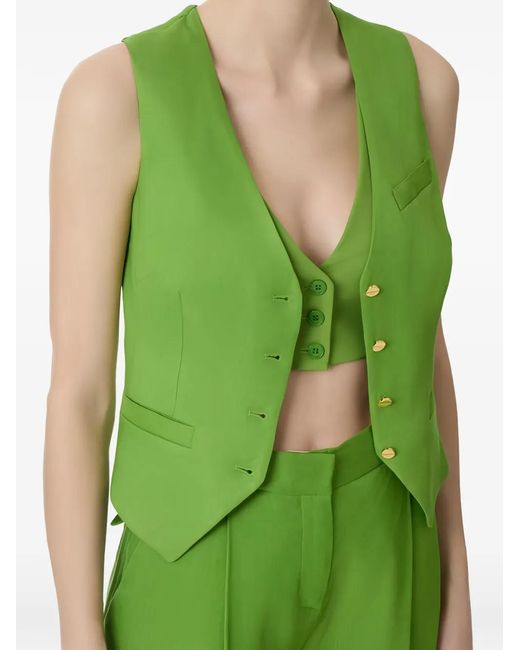 Elisabetta Franchi Green Asymmetric Double-Layered Waistcoat