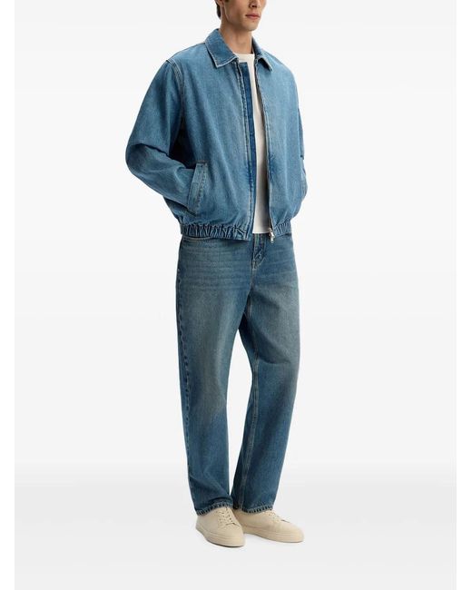 12 STOREEZ Blue Zip Denim Jacket for men
