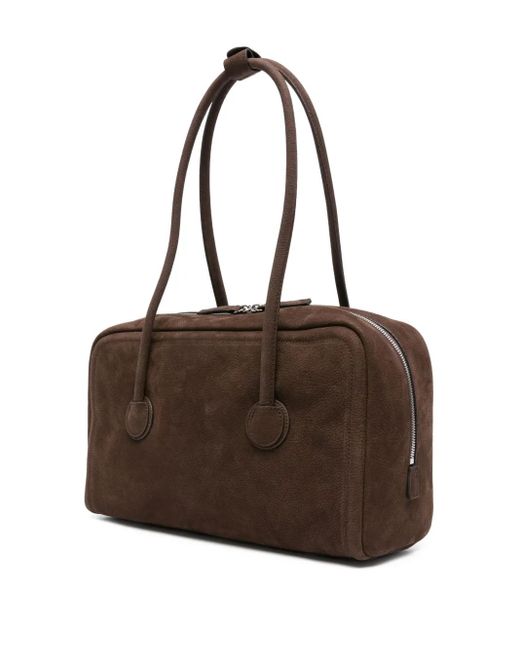 MARGE SHERWOOD Brown Calf-Suede Top Handle Tote Bag
