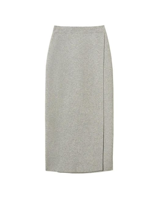 Twinset Gray Knitted Midi Skirt