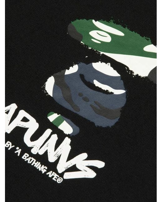 Aape By A Bathing Ape Black Ape Head-Print Crew-Neck Sweatshirt for men