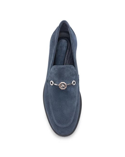 Stefano Ricci Blue Logo-Plaque Suede Loafers for men