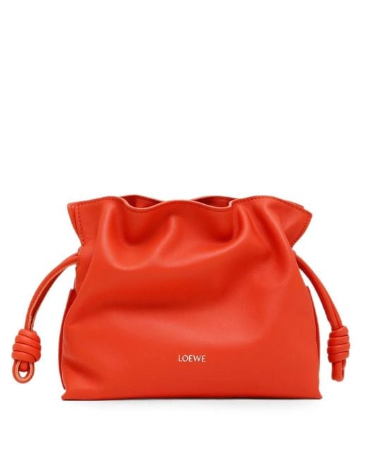 Loewe Red Mini Flamenco Leather Bucket Bag