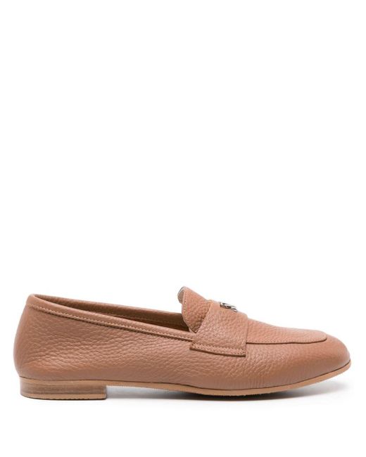 Casadei Brown Antilope Leather Loafers