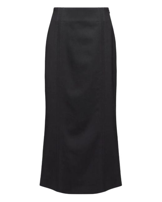 MM6 by Maison Margiela Black Back-Slit Midi Skirt