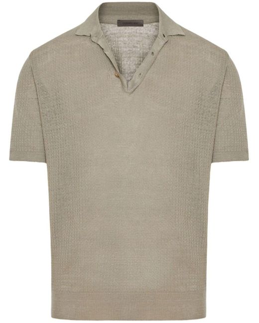 Corneliani Green Textured-finish Cotton Polo Shirt for men