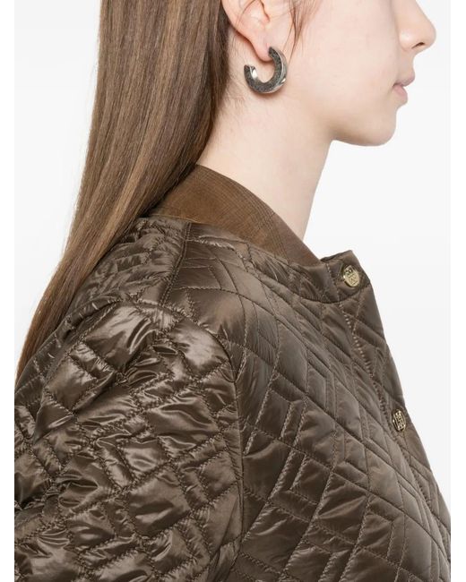 Marella Brown Quilted Hooded Jacket