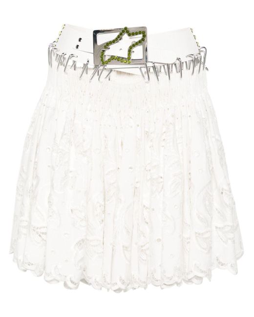 Chopova Lowena White Barley Broderie-anglaise Miniskirt
