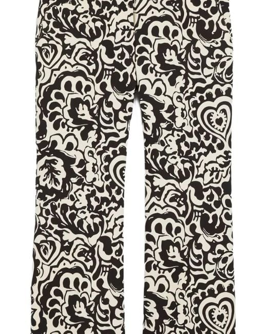 Weekend by Maxmara White Floral-Print High-Waisted Trousers