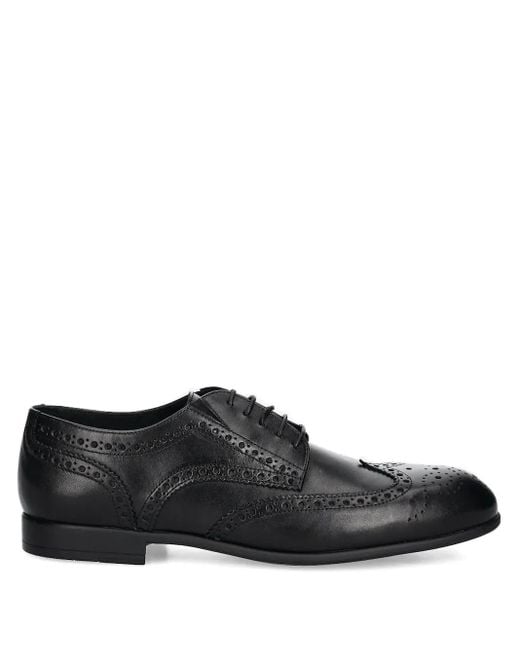 Baldinini Black Perforated Leather Oxford Shoes for men