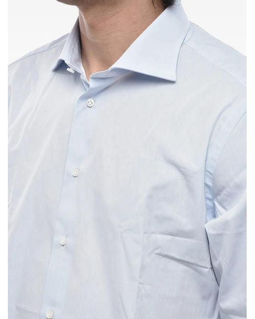 Borriello White Button-Down Long-Sleeve Cotton Shirt for men