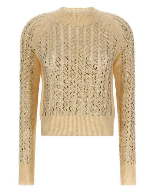 Ermanno Scervino Yellow Baguette Studded Sweater Sweaters And Cardigans