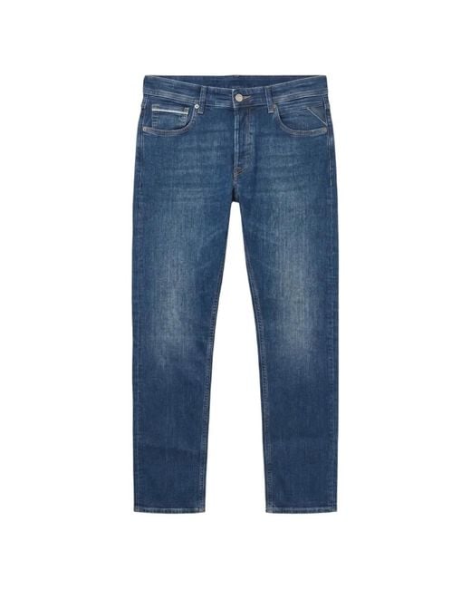 Replay Blue Faded-Effect Slim-Fit Jeans for men