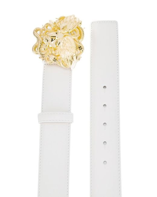 white versace belt gold medusa head