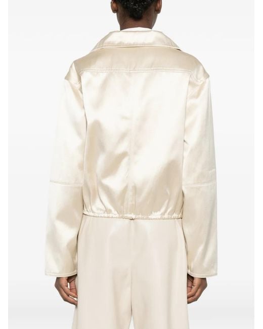 Nanushka White Boxy Funnel Neck Jacket