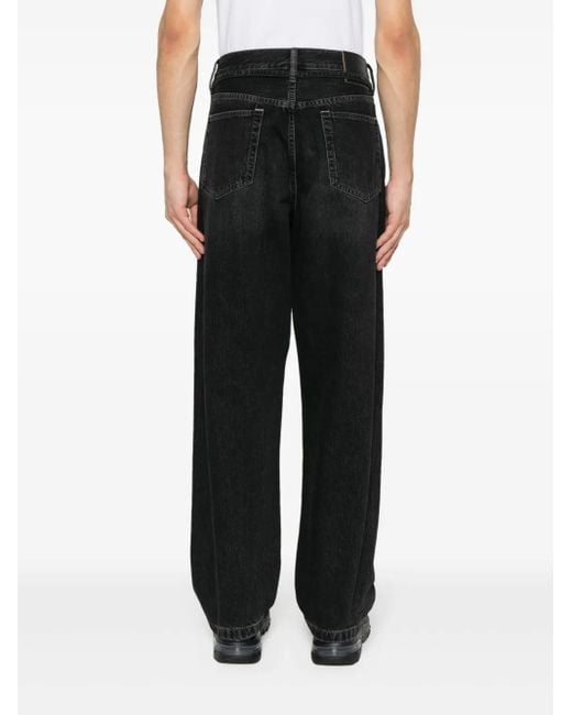 Acne Black Mid-Rise Wide-Leg Jeans