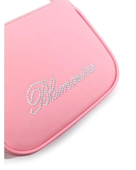 Blumarine Pink Crystal-Embellished Leather Shoulder Bag