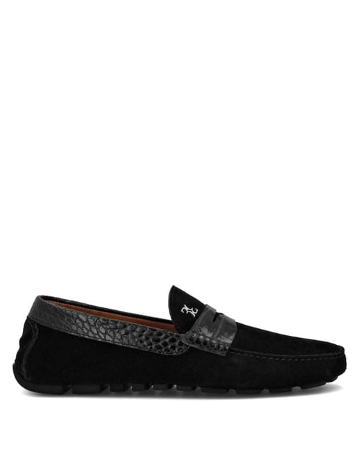 Billionaire Wildleder-Loafer mit Kroko-Detail in Black für Herren