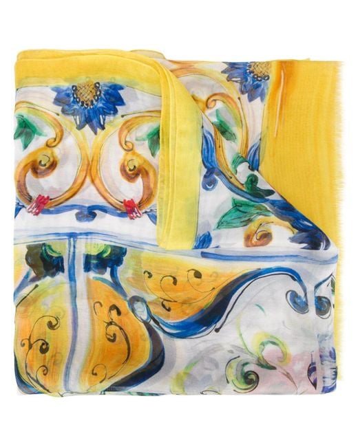 スカーフ Dolce & Gabbana 'Maiolica' print scarf Dolce & Gabbana Majolica-print Twill Scarf | Blue | FARFETCH CA
