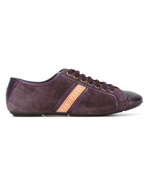 Louis Vuitton Purple Vintage Logo Stripe Suede Sneakers for men