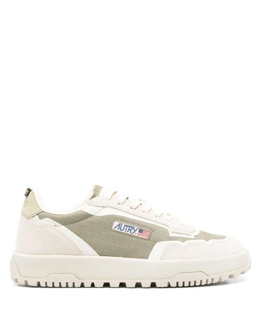 Autry White Wildpace Suede-Panel Sneakers for men