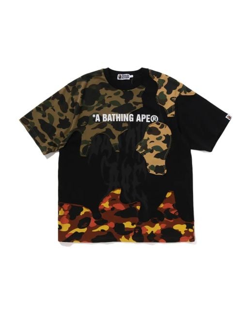 T-Shirt Con Stampa Camouflage di A Bathing Ape in Black da Uomo