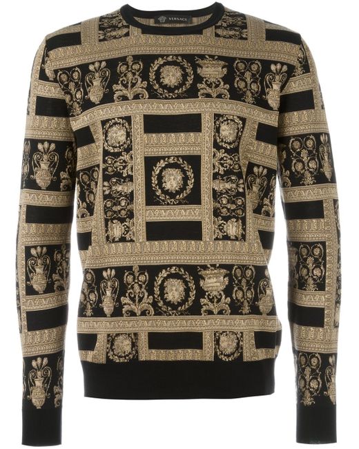 Versace Medusa Panel Pullover Sweater in Natural for Men | Lyst