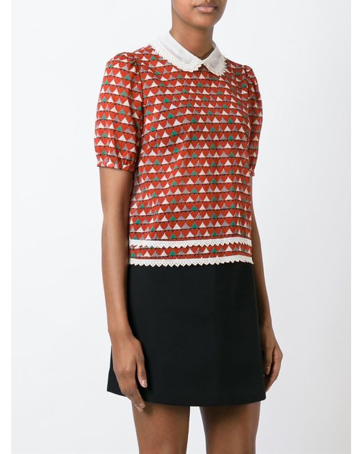 red heart print blouse